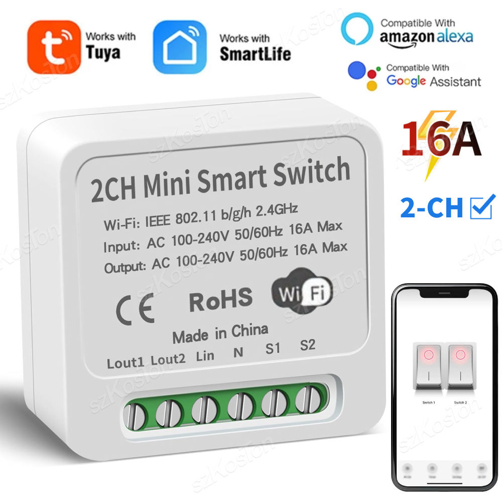 Smart Home Sistem - 16A Tuya WiFi Smart Switch Module