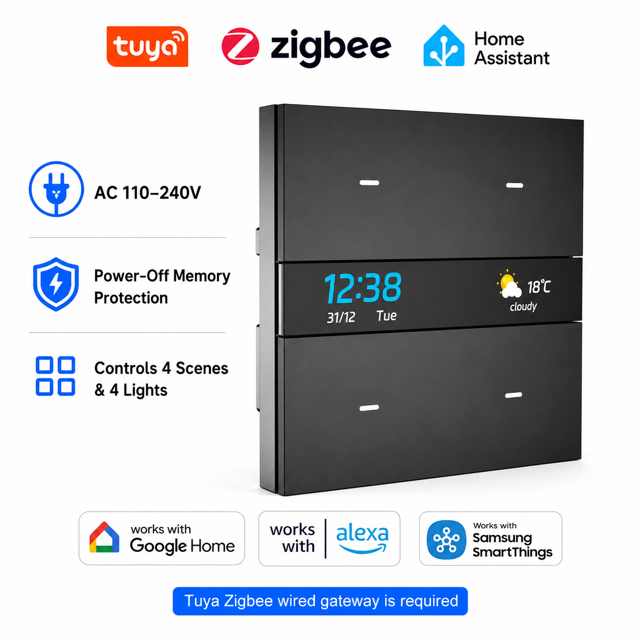 Smart Home Panel - M8 Pro Zigbee Smart Switch Panel