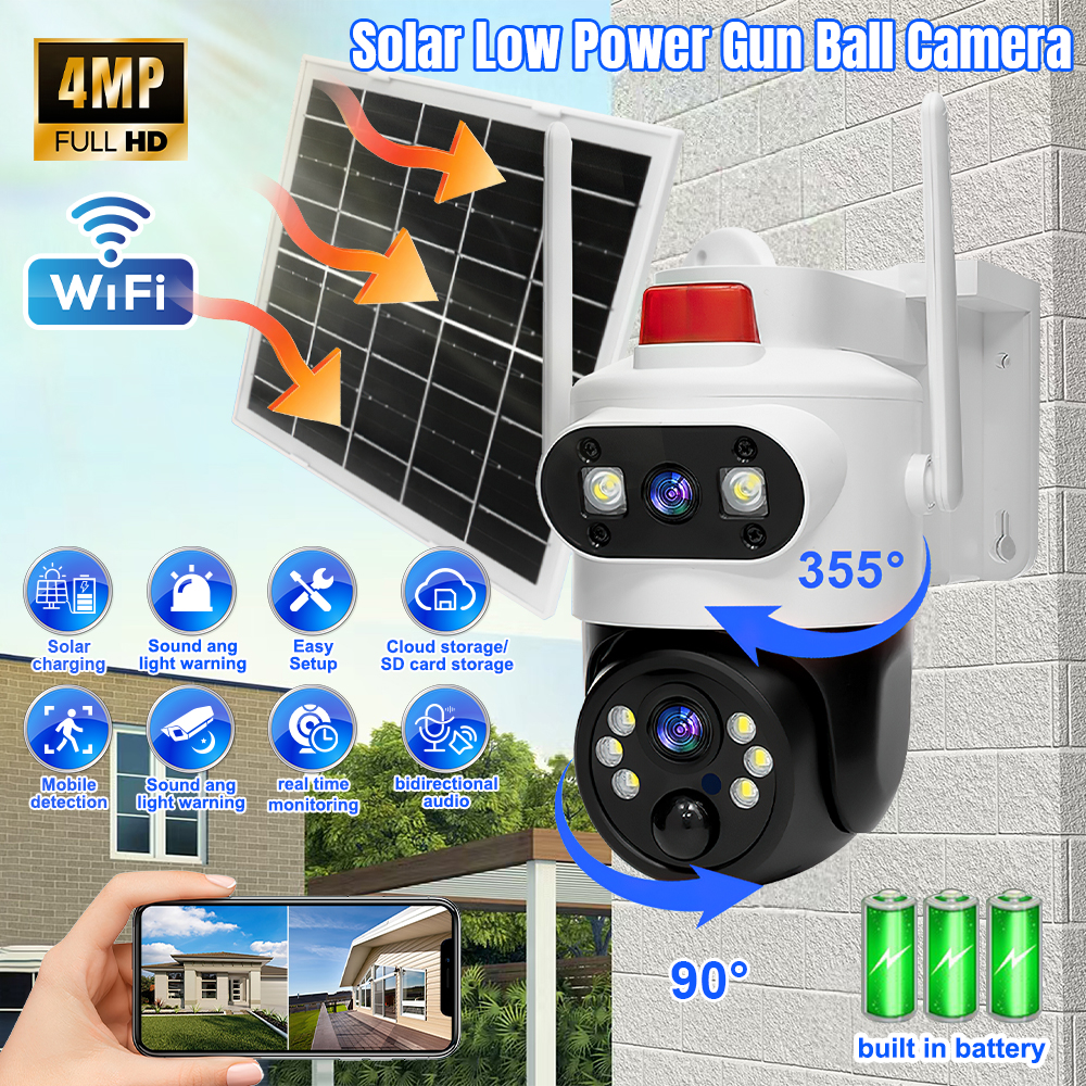 Smart Home Outdoor Camera - Solar Security Cameras Wireless Outdoor Dual