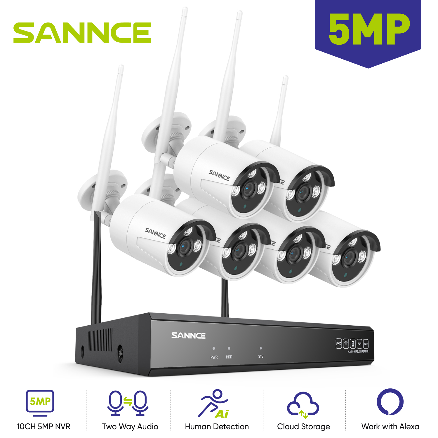 SANNCE 6PCS 5MP Wifi Camera IP - Smart Home Outdoor Camera avaliação e preço