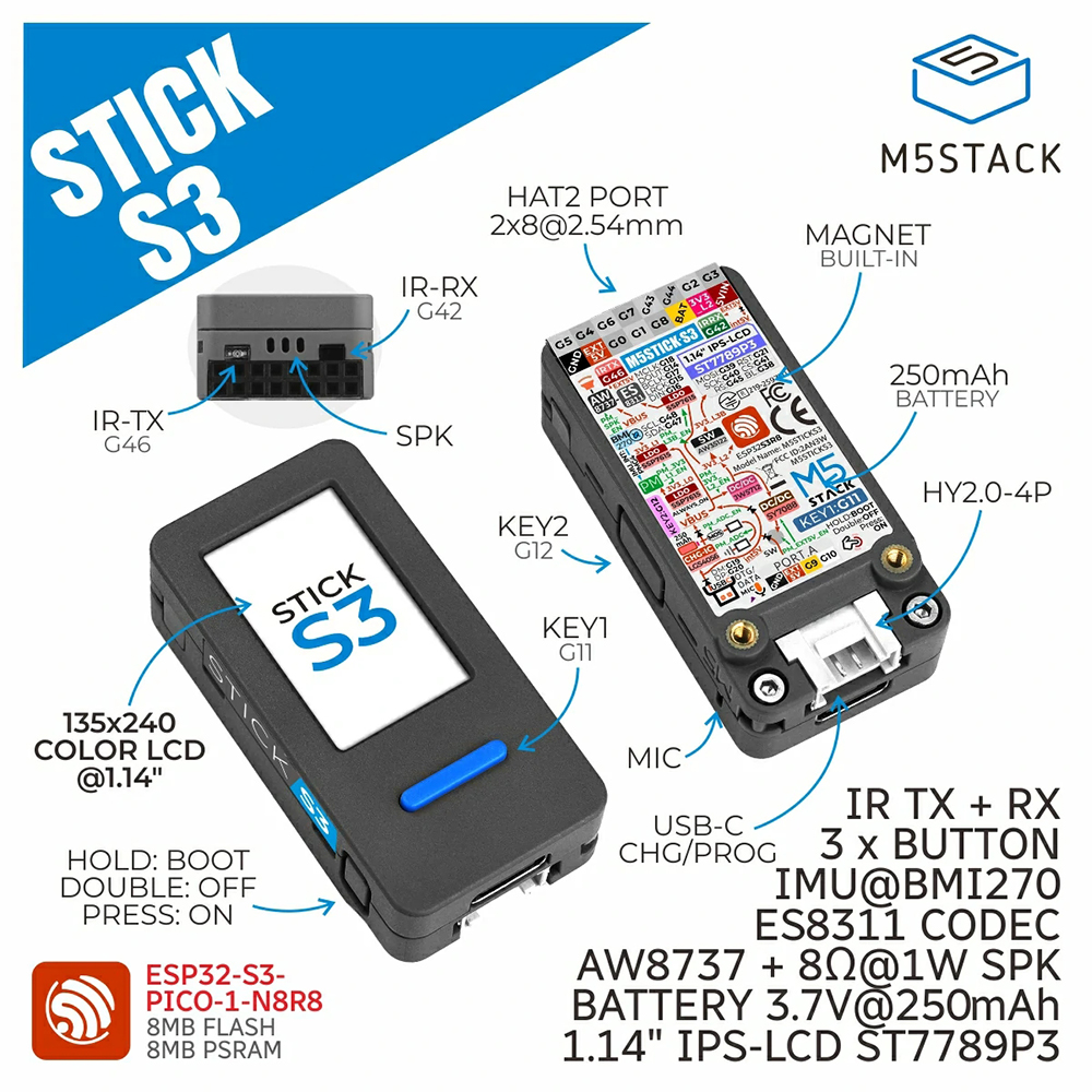 M5Stack M5StickS3 ESP32-S3 IoT - Smart Home Panel avaliação e preço