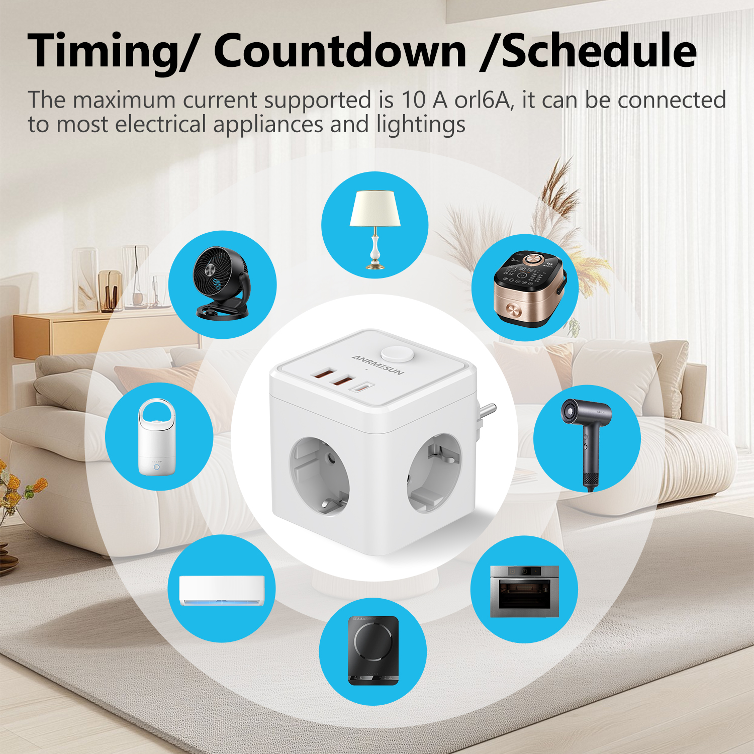 3 EU Plug 2 USB-A 1 Type-C Por - Smart Home Utilities avaliação e preço