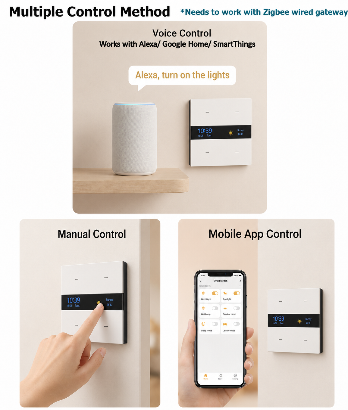 M8 Pro Zigbee Smart Switch Pan - Smart Home Panel avaliação e preço