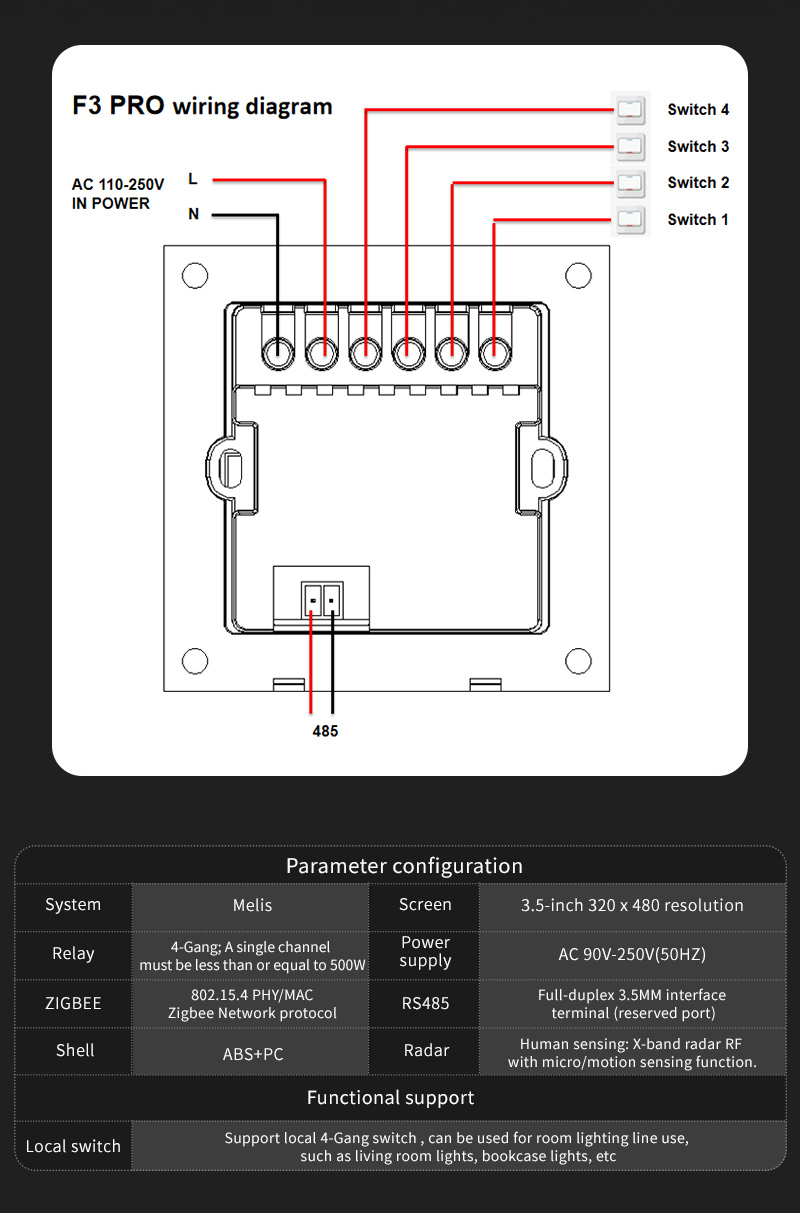 F3 Pro 3.5 Inch IPS Touch Pane - Smart Home Panel avaliação e preço
